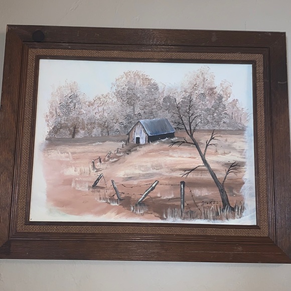 Original oil Landscape painting Barn - Picture 1 of 7